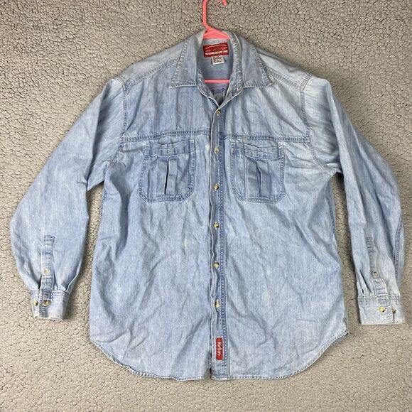 VTG Marlboro Country Store Denim Shirt 90’s Button Up Down Front Mens L *READ - Picture 1 of 16